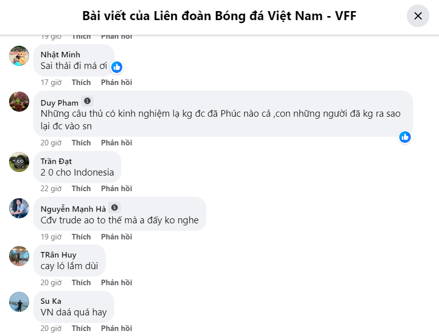 cảm xúc của người hâm mộ Việt Nam sau trận đấu
